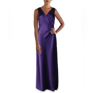 NWT Ralph Lauren Regal Plum Evening Gown Faux Wrap Sleeveless Dress 10 purple